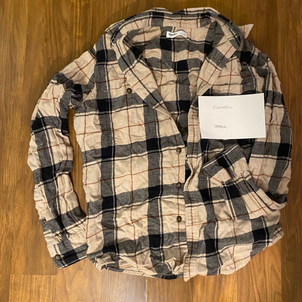Sonoma Black and Tan Checkered Flannel Shirt
